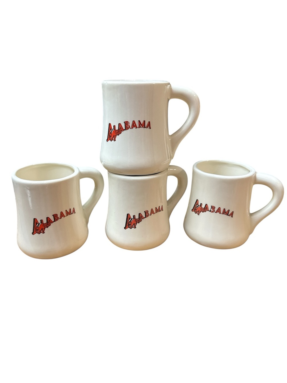 Alabama Crimson Tide Red Logo White Vintage Ceramic Coffee Mugs - Set of 4